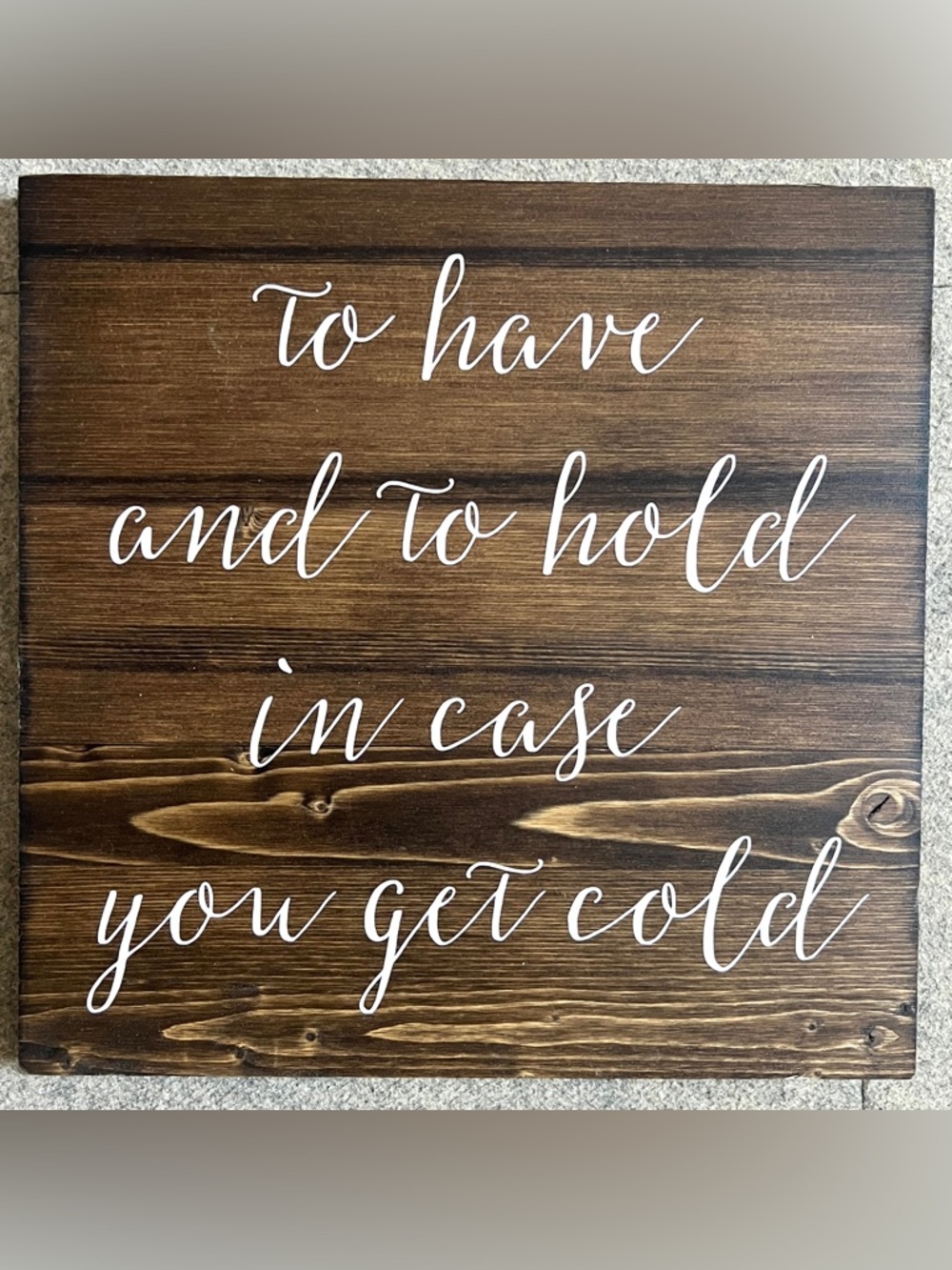 💍 Wedding Sign Dark Natural Wood Scarf Pashmina Blanket Weather 12x12